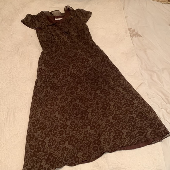 LK BENNETT dress size 6 US brown 100% silk calf length - Picture 14 of 14